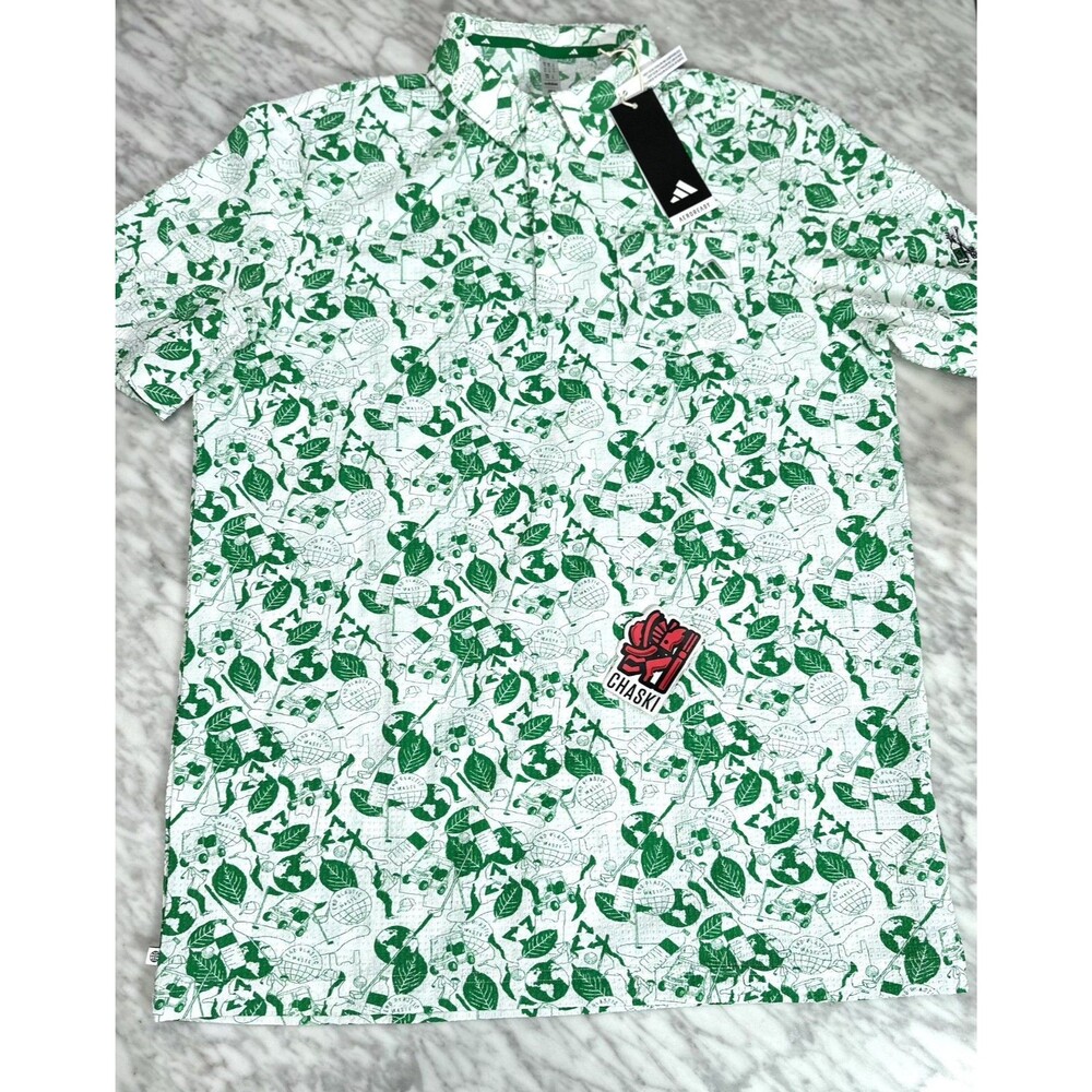 Adidas Seersucker Golf Polo Shirt Pullover Green White HS9054 Men's Medium NEW